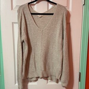Kaisely Light Beige V-Neck Sweater